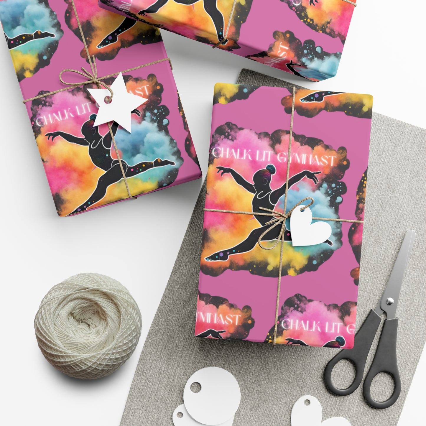 Chalk-Lit Gymnast Gift Wrap Papers
