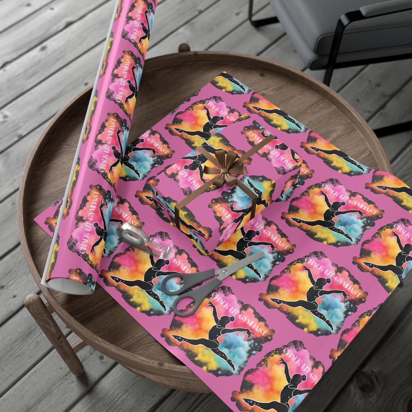 Chalk-Lit Gymnast Gift Wrap Papers