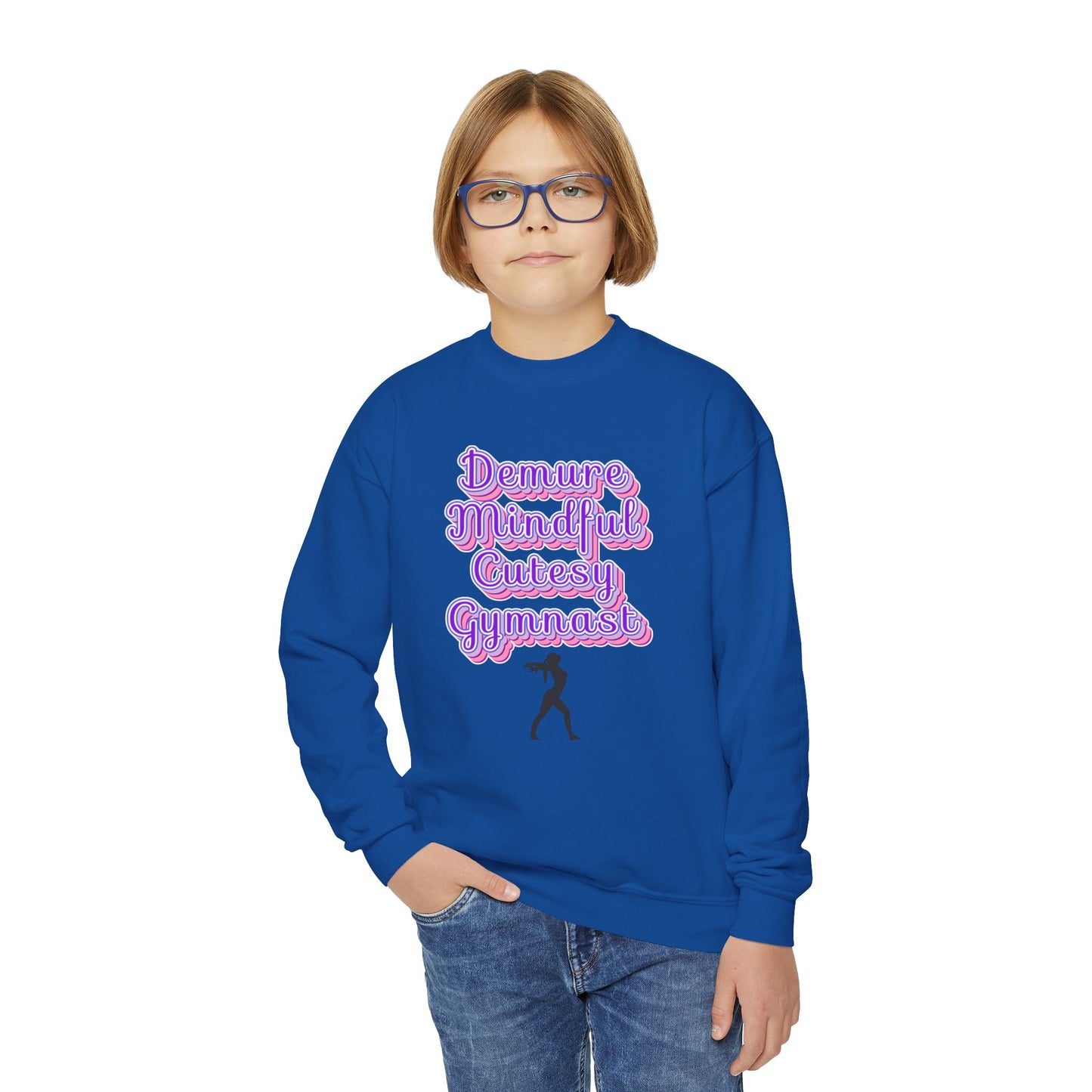 Demure Gymnast Youth Crewneck Sweatshirt