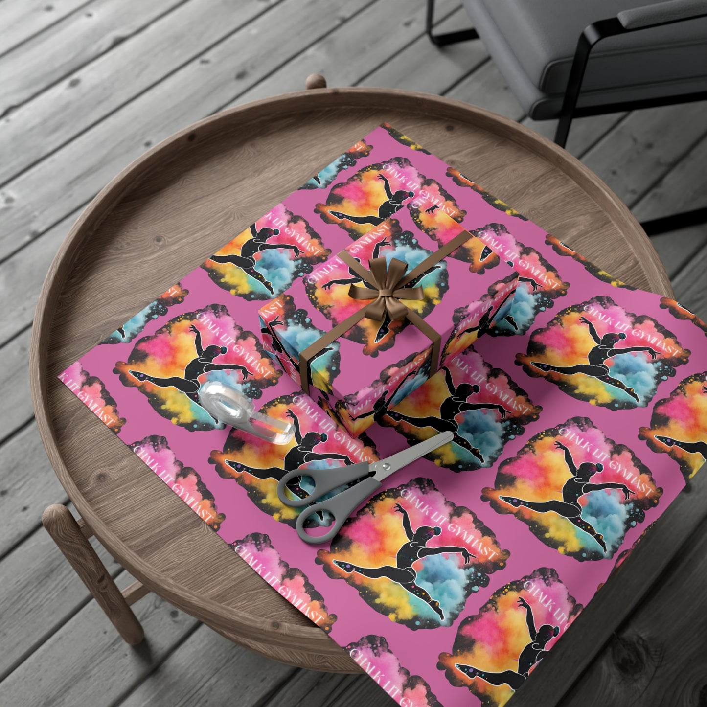 Chalk-Lit Gymnast Gift Wrap Papers