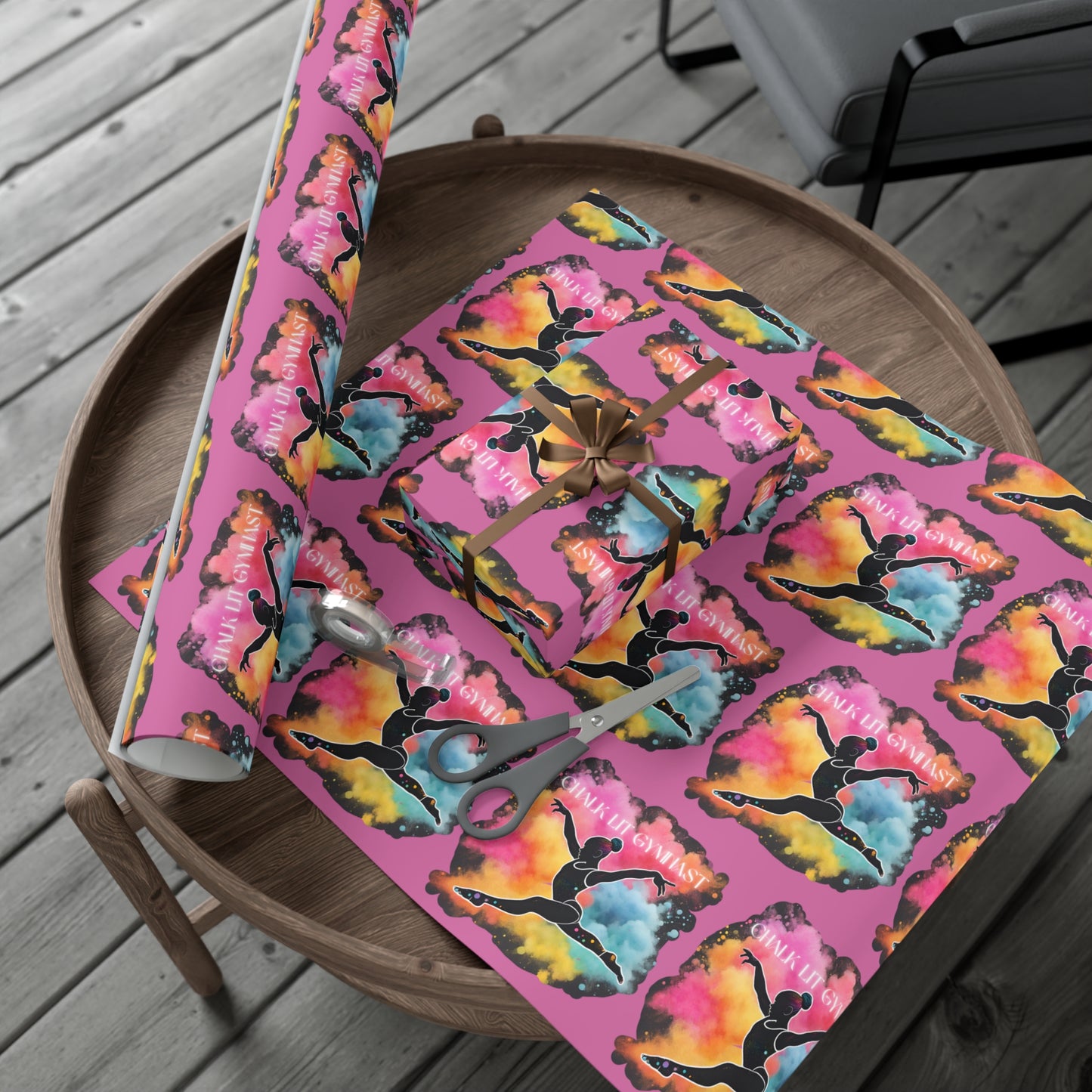 Chalk-Lit Gymnast Gift Wrap Papers