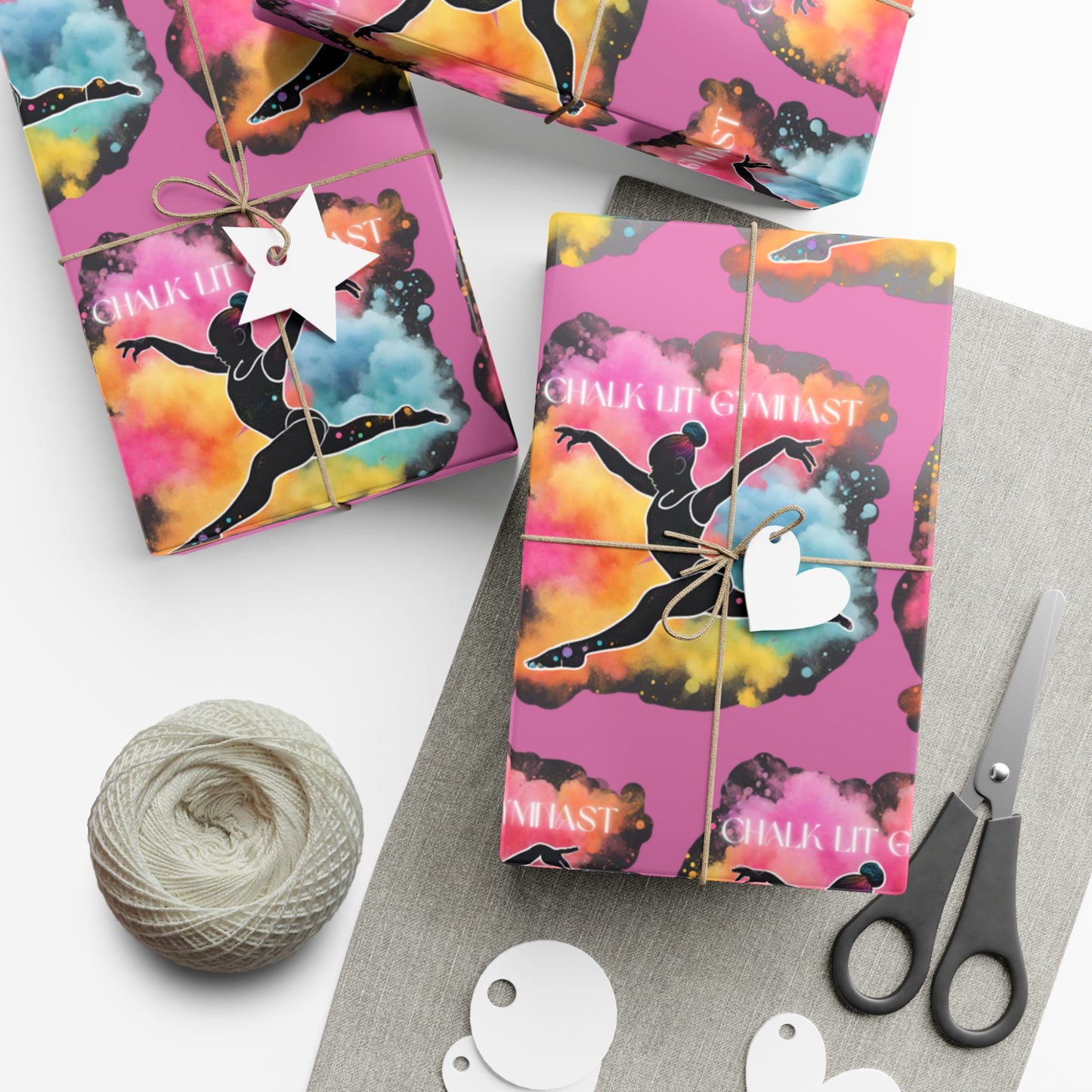 Chalk-Lit Gymnast Gift Wrap Papers