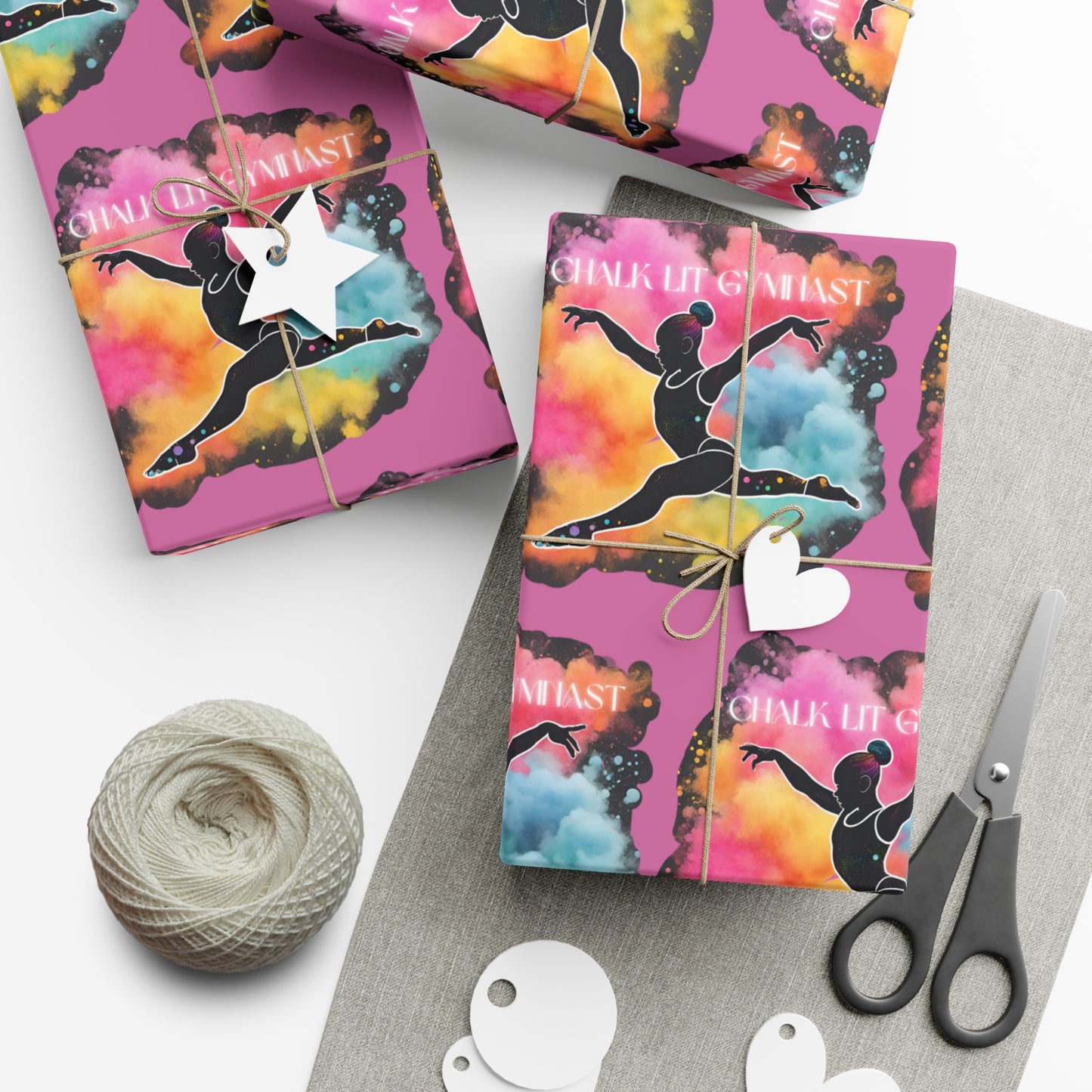 Chalk-Lit Gymnast Gift Wrap Papers