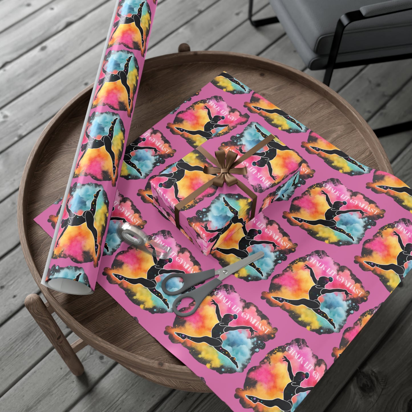 Chalk-Lit Gymnast Gift Wrap Papers
