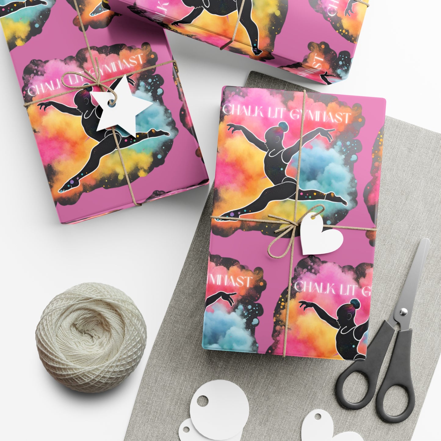 Chalk-Lit Gymnast Gift Wrap Papers