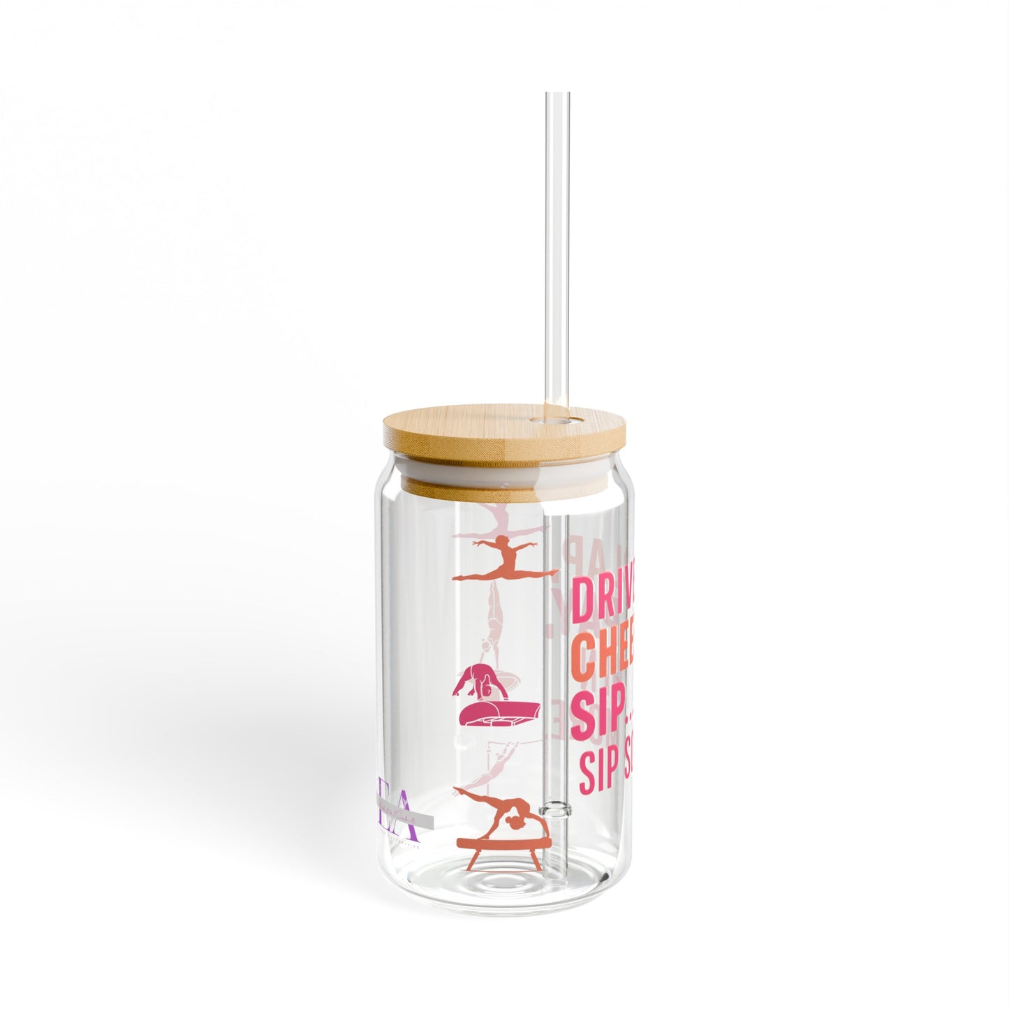 Drive, Clap, Sip Gymnastics Mom Sipper Glass, 16oz