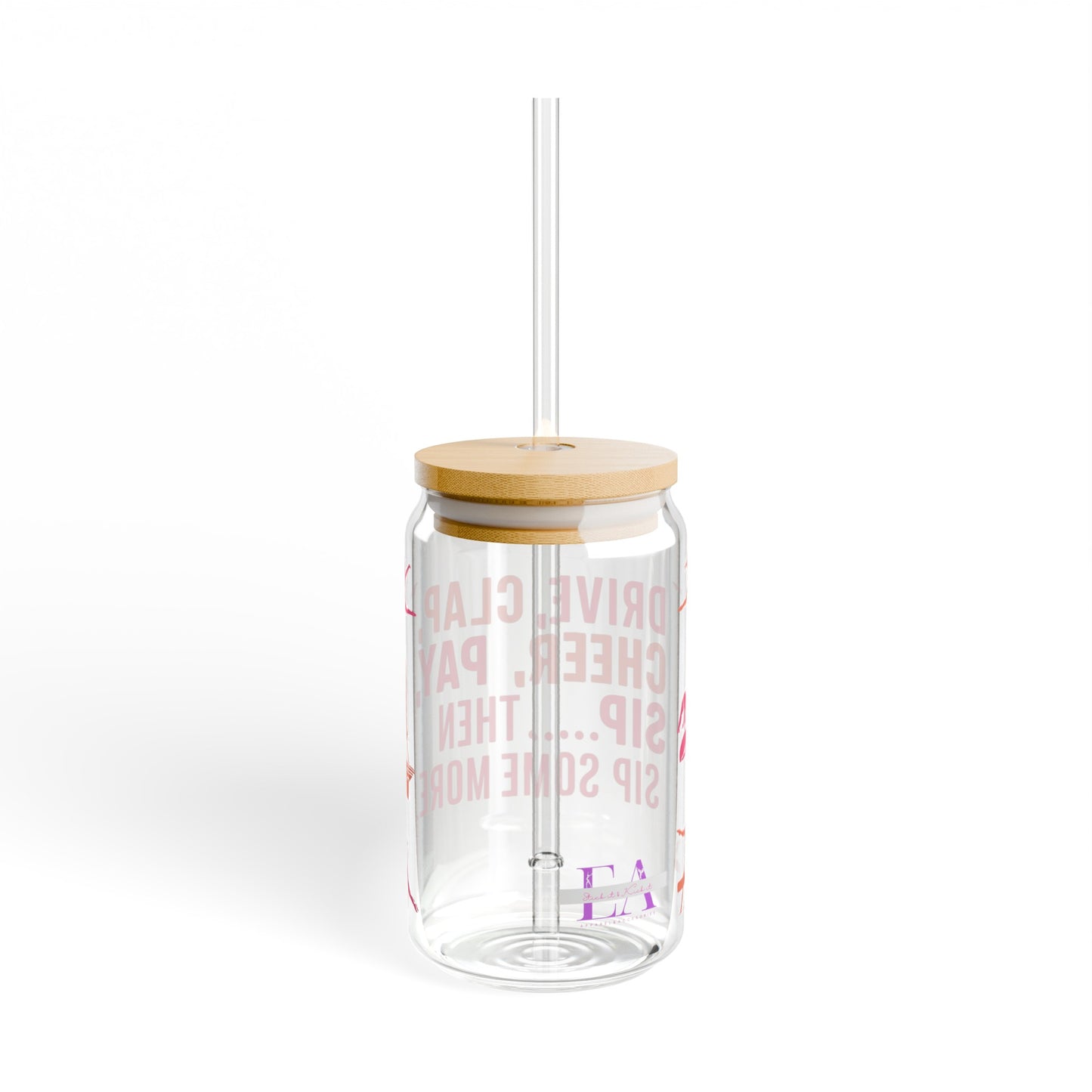 Drive, Clap, Sip Gymnastics Mom Sipper Glass, 16oz