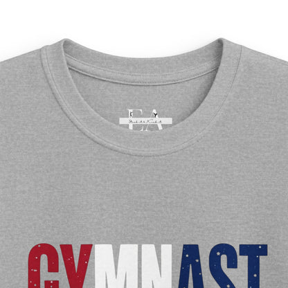 USA Gymnast T‑Shirt — Celebrate 250 Red & Blue Distressed Graphic Tee for Young Gymnasts