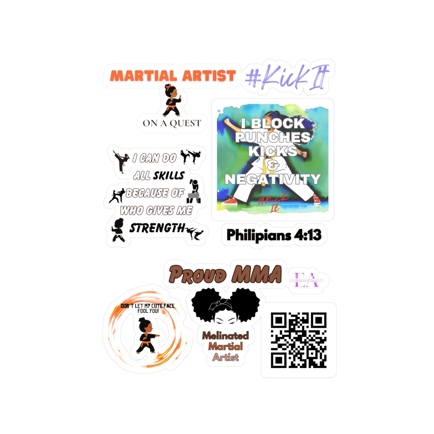 Martial Arts Inspirational Kiss-Cut Vinyl Decals