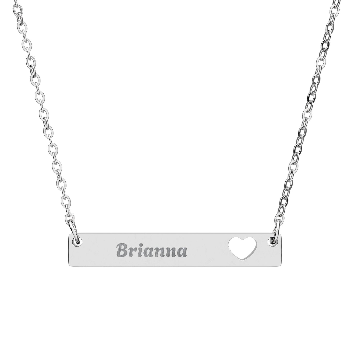 Personalized Engravable Cutout Heart Bar Necklace