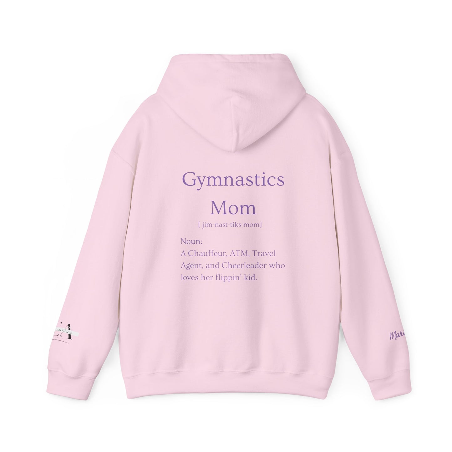 Gymnastics Mom Hoodie (Personalized Name on Sleeve)— Proud Supporter Sweatshirt