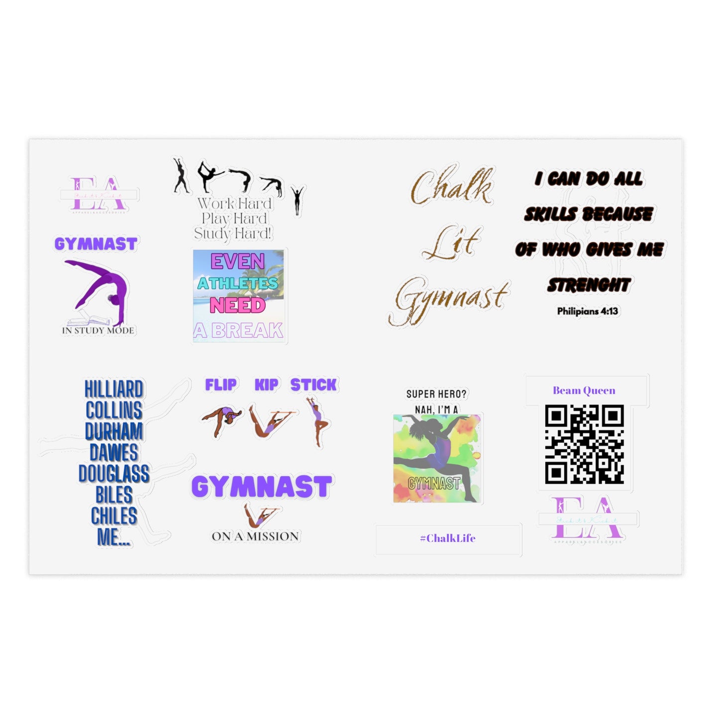 E & A Gymnast Sticker Sheets