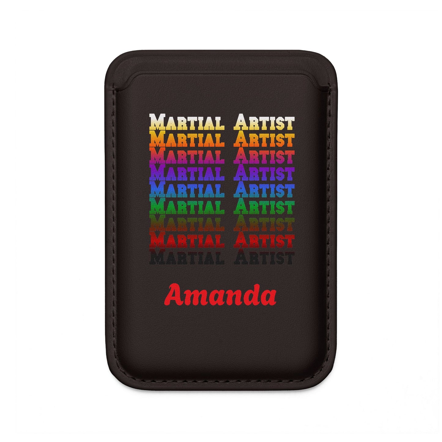 Personalized Vegan MagSafe Martial Artist Wallet — "Martial Artist" Rainbow Design