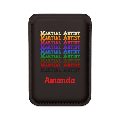 Personalized Vegan MagSafe Martial Artist Wallet — "Martial Artist" Rainbow Design