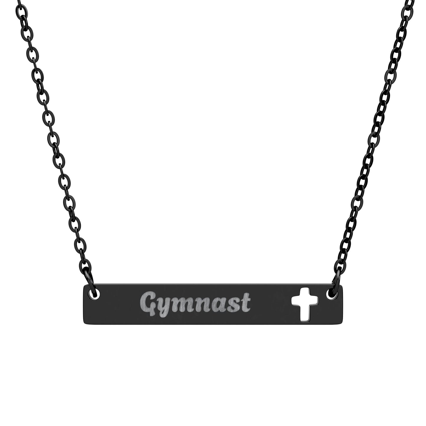 Gymnast Cross Bar Necklace, Custom Name Jewelry, Faith Necklace, Gift for Her, Religious Accessories