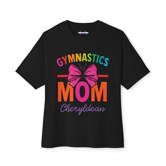 Gymnastics Mom T-Shirt with Bow (Dopamine Aesthetic) — Personalized
