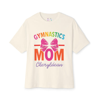Gymnastics Mom T-Shirt with Bow (Dopamine Aesthetic) — Personalized