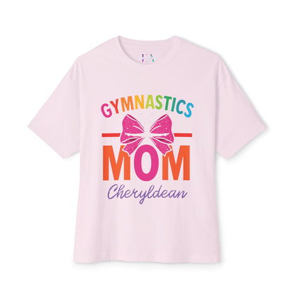 Gymnastics Mom T-Shirt with Bow (Dopamine Aesthetic) — Personalized