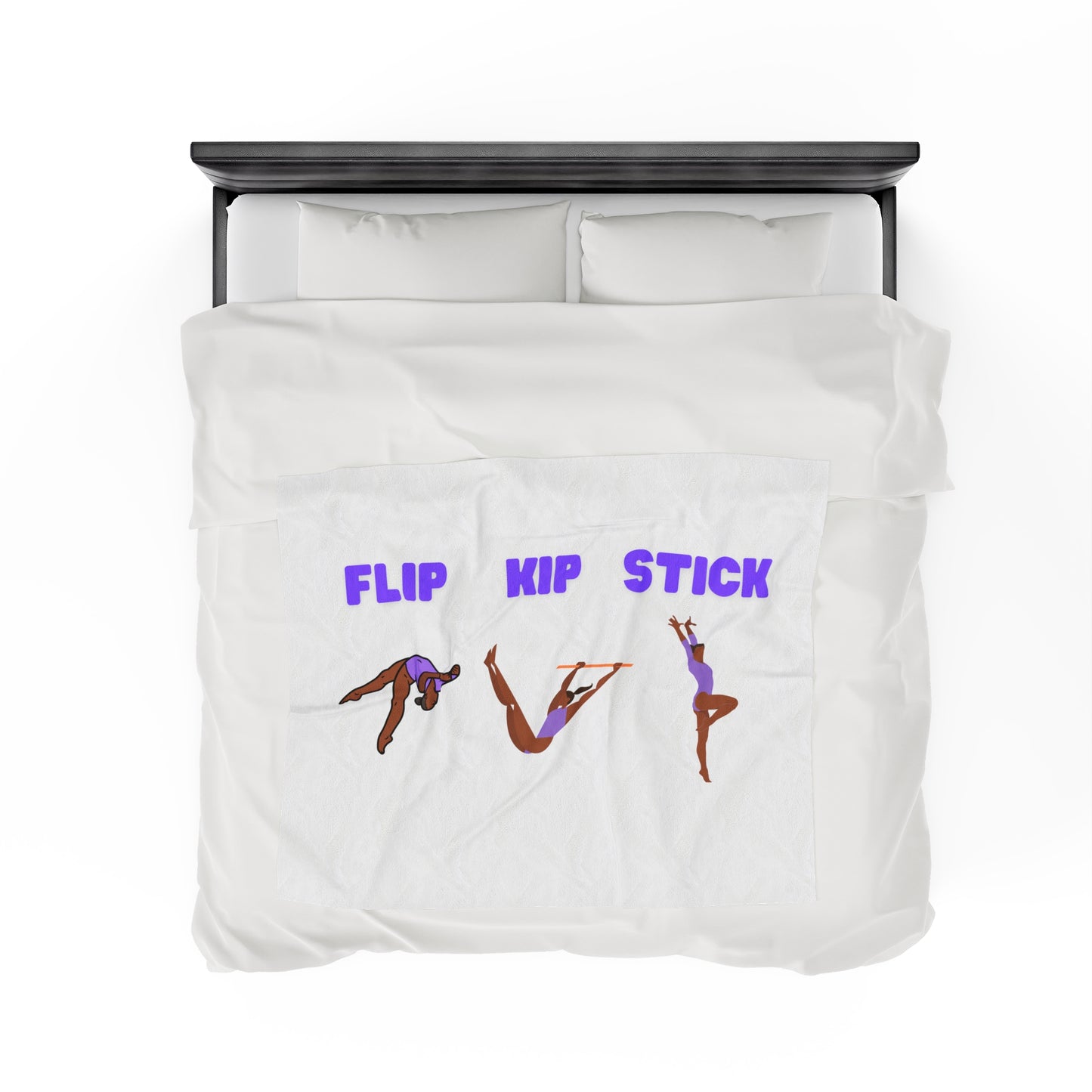 Gymnast Skills (Flip, Kip, Stick) Velveteen Plush Blanket