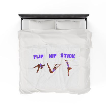 Gymnast Skills (Flip, Kip, Stick) Velveteen Plush Blanket