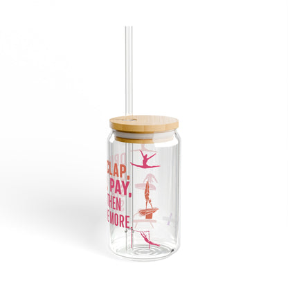 Drive, Clap, Sip Gymnastics Mom Sipper Glass, 16oz