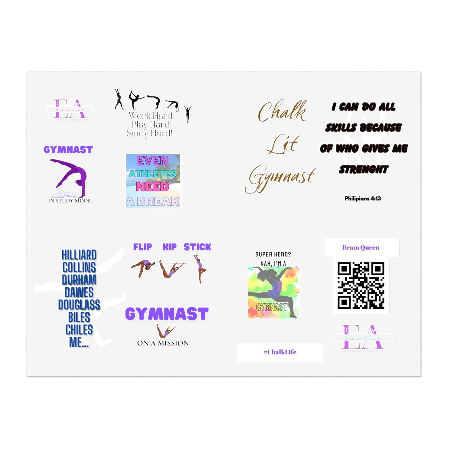 E & A Gymnast Sticker Sheets