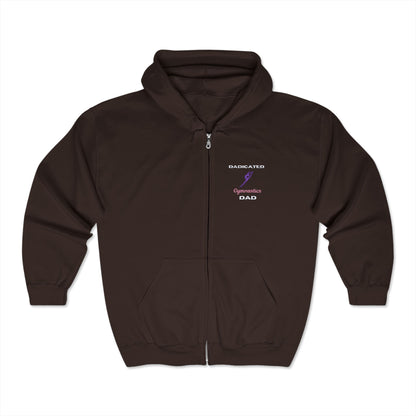 DADICATED Gymnastics Dad Unisex Heavy Blend™ Full Zip Hooded Sweatshirt