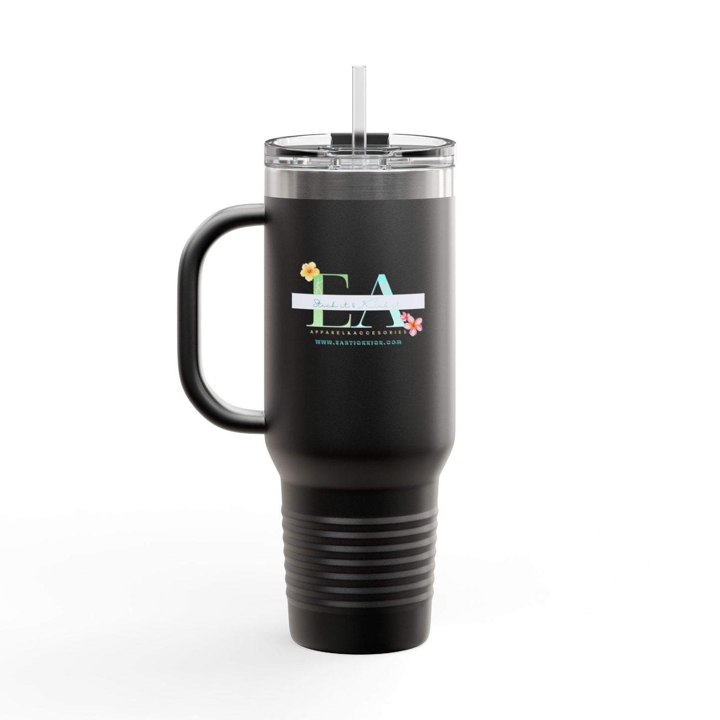 Gymnastics Mom 40oz Insulated Travel Mug — Personalized (Gymnast Name) Tumbler with Straw