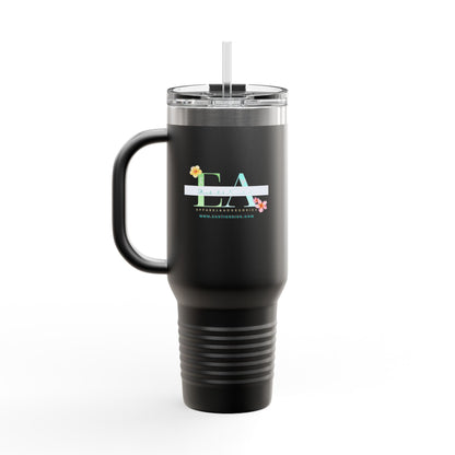 Gymnastics Mom 40oz Insulated Travel Mug — Personalized (Gymnast Name) Tumbler with Straw