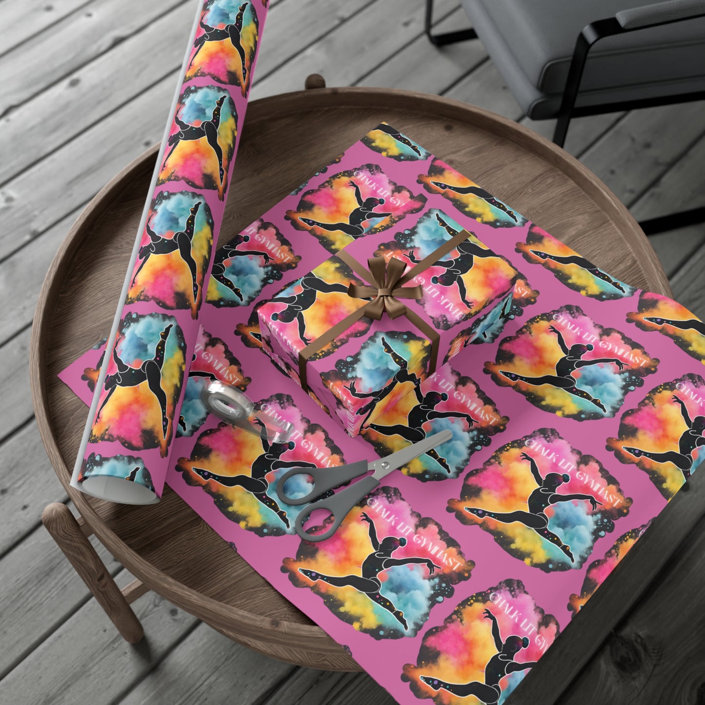Chalk-Lit Gymnast Gift Wrap Papers