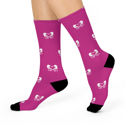 Gymnast Chalk Heart Cushioned Crew Socks (Think Pink)