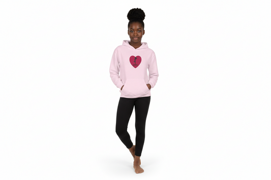 Youth Hoodie Heart Gymnastics – Kids Embroidery Valentine Pullover