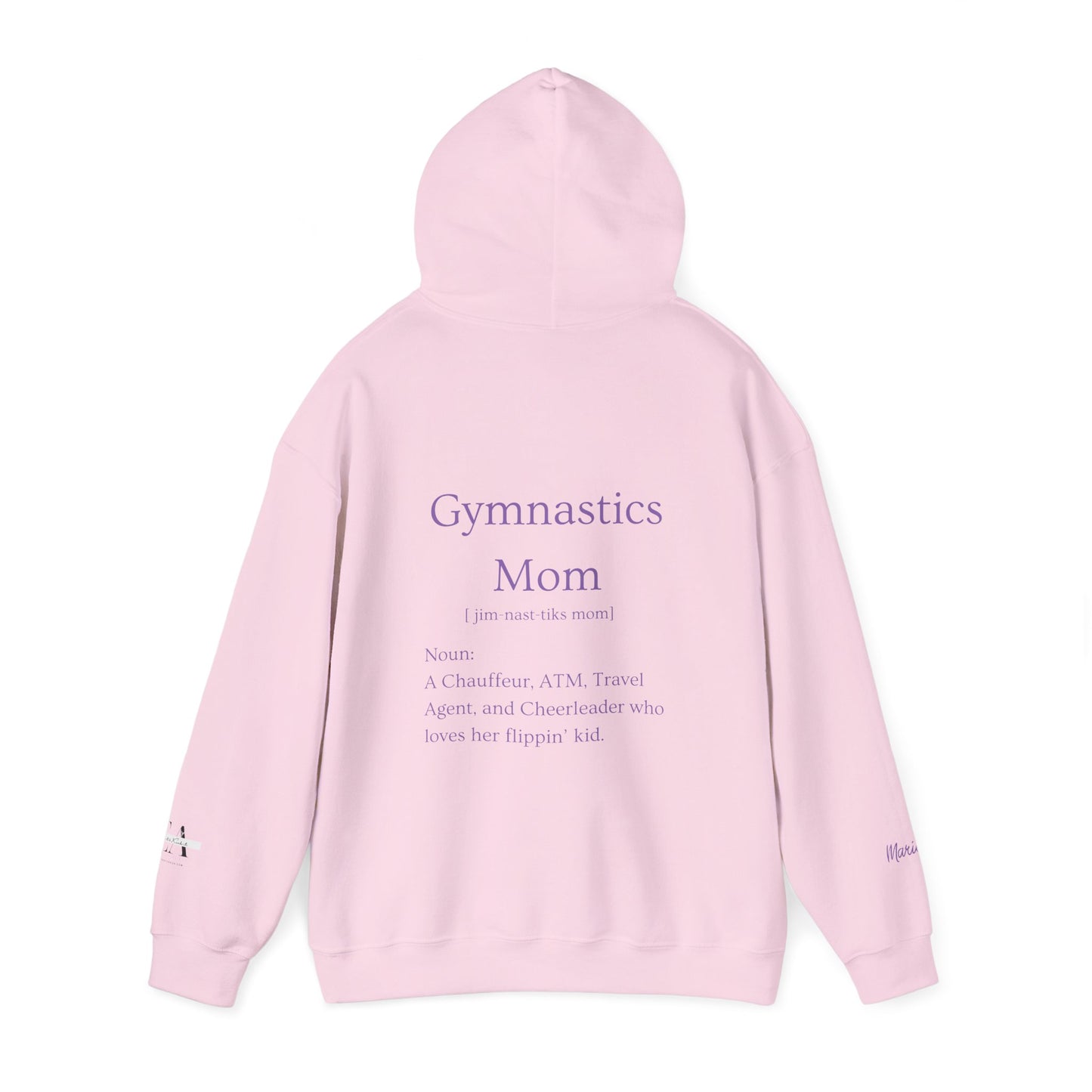 Gymnastics Mom Hoodie (Personalized Name on Sleeve)— Proud Supporter Sweatshirt