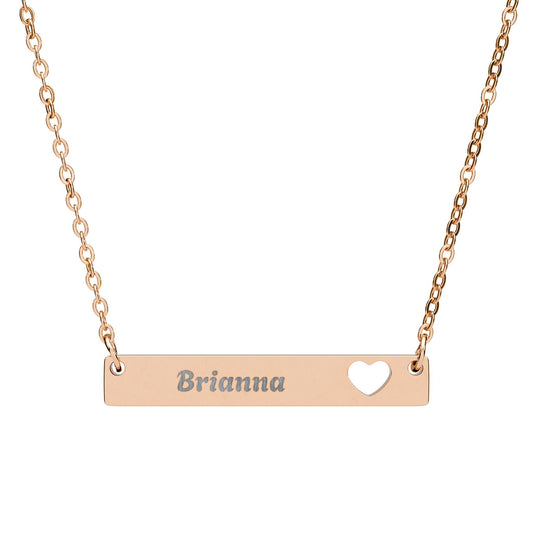 Personalized Engravable Cutout Heart Bar Necklace