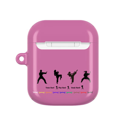 Karate Kid AirPod Case - Train Hard, Play Hard, Study Hard - Cute Pink Protective Cover
