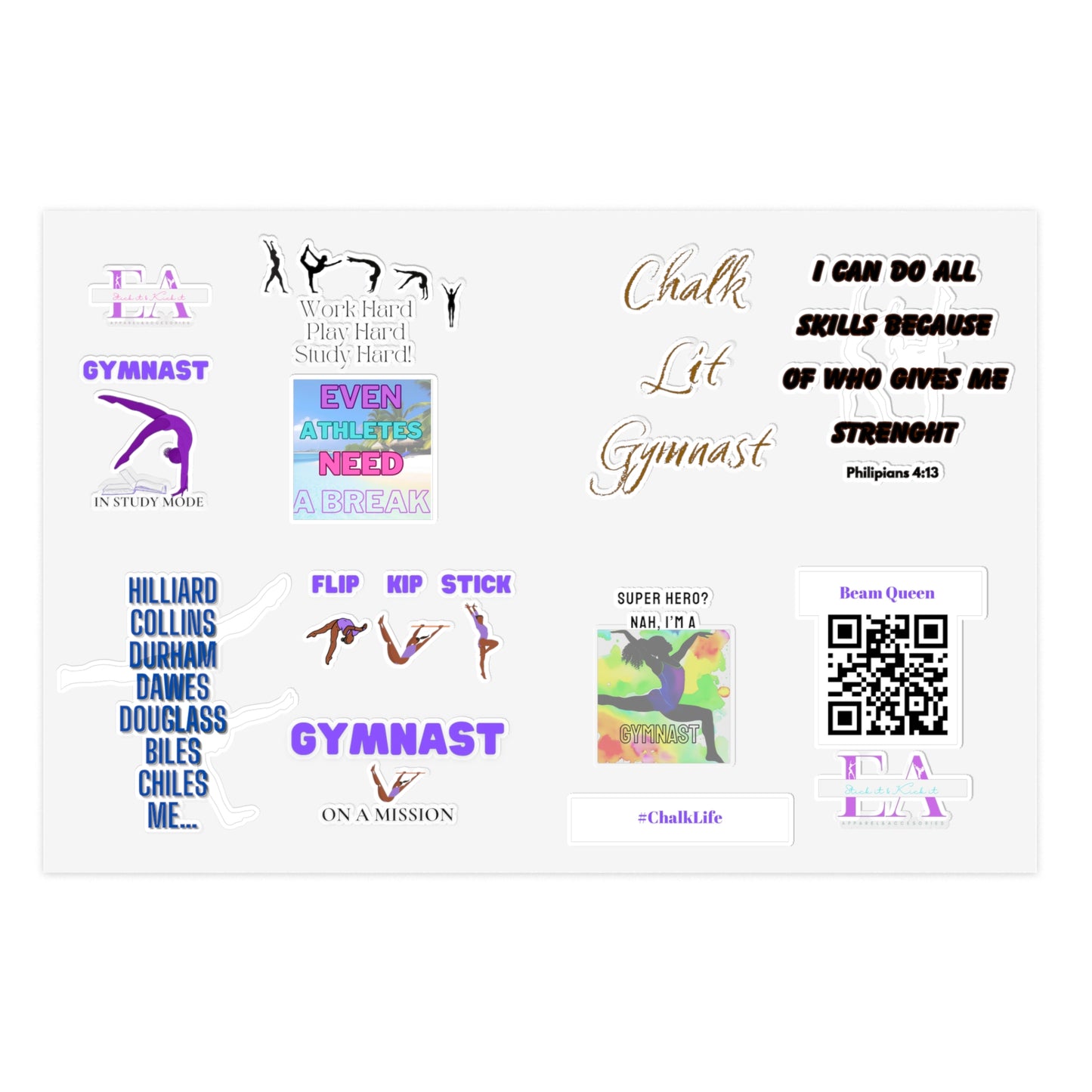 E & A Gymnast Sticker Sheets