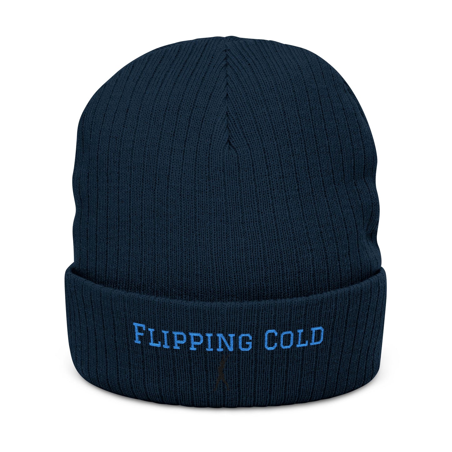 Flipping Cold Embroidered Gymnasts Beanie — Ribbed Knit Winter Hat