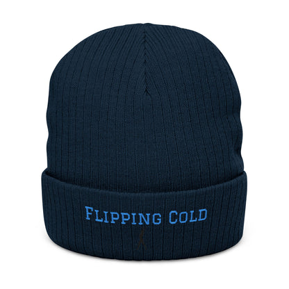 Flipping Cold Embroidered Gymnasts Beanie — Ribbed Knit Winter Hat