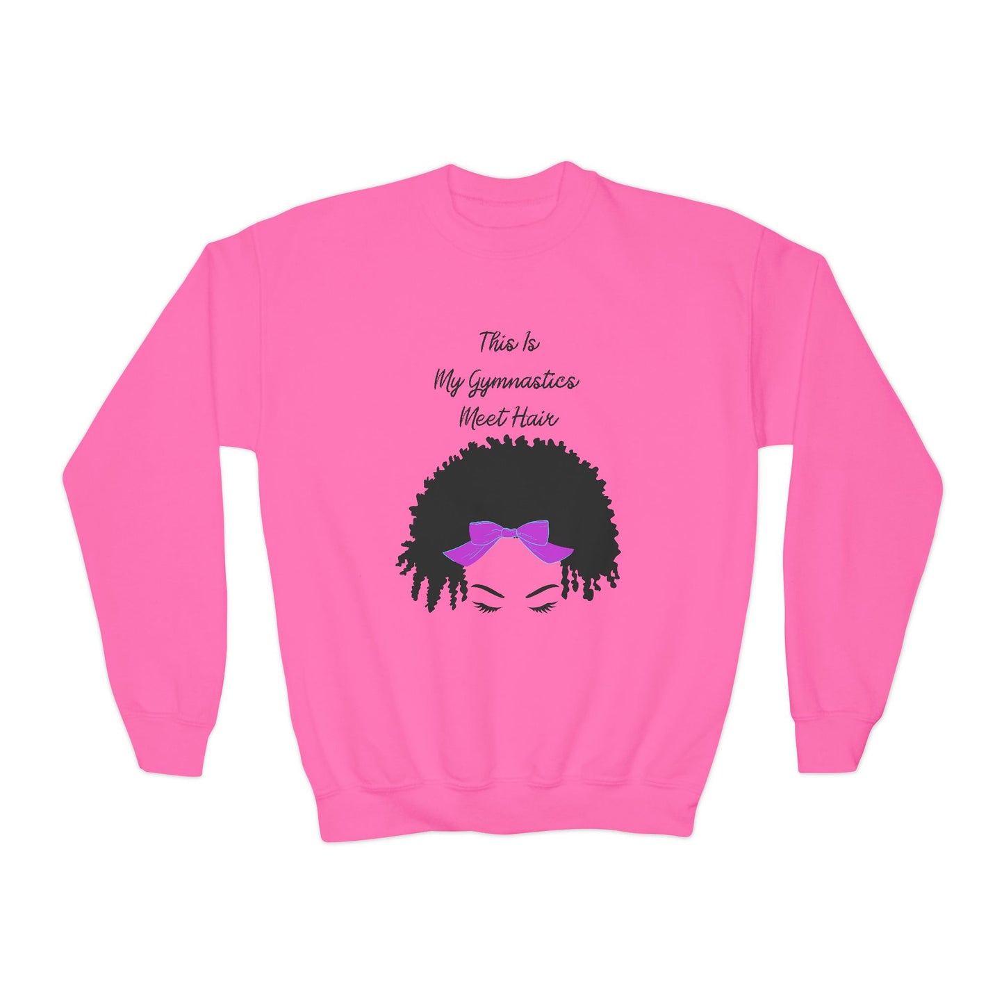 Youth Crewneck Sweatshirt - "This Is My Gymnastics Meet Hair" - Fun & Stylish Gym Gear