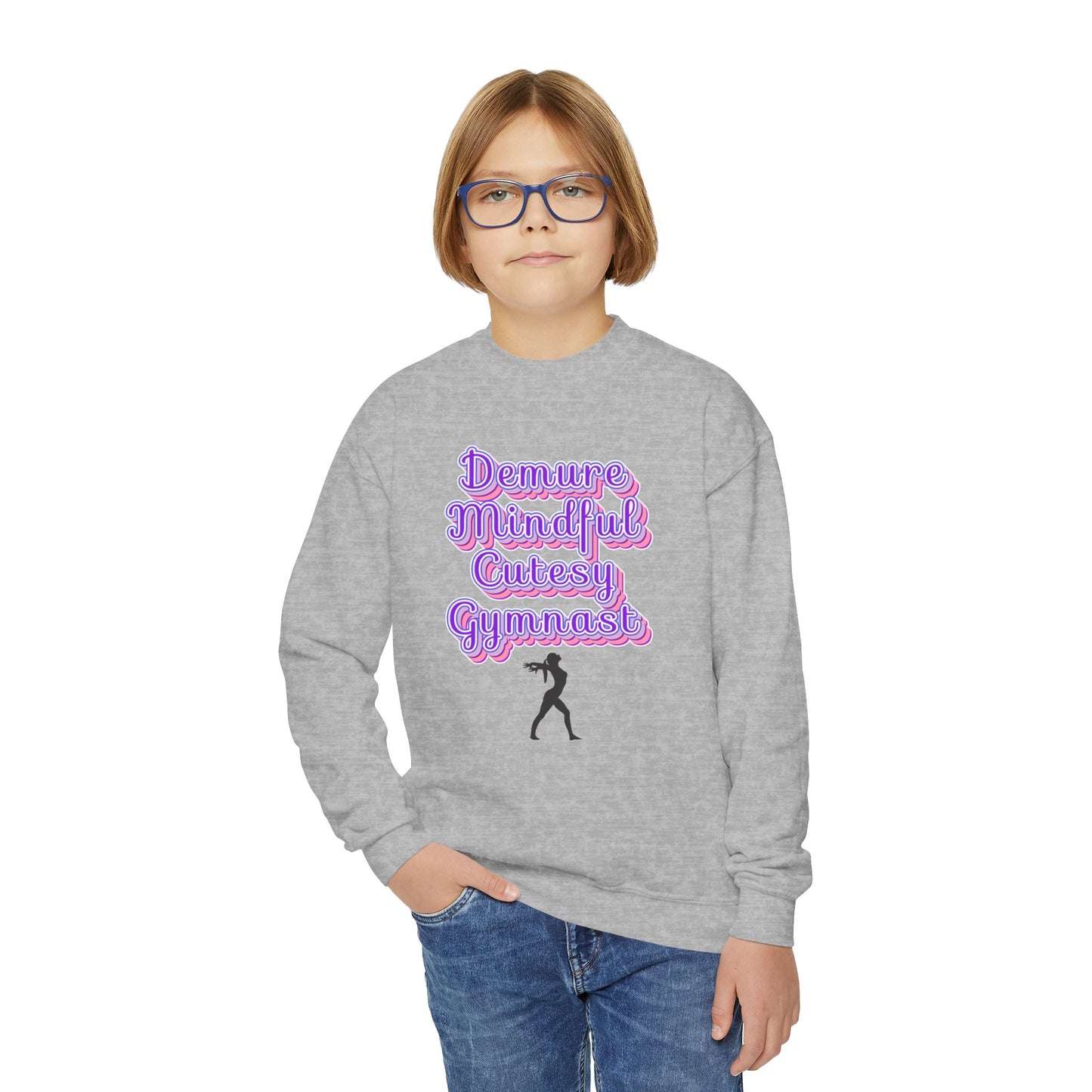 Demure Gymnast Youth Crewneck Sweatshirt