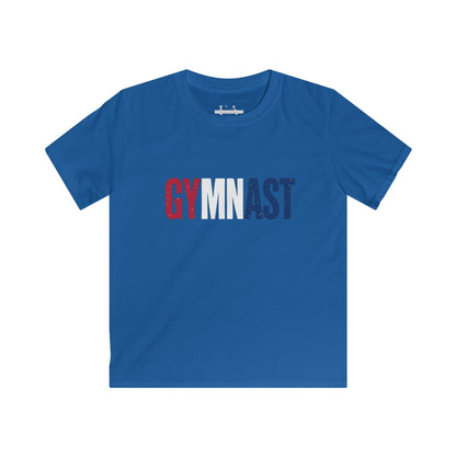 USA Gymnast T‑Shirt — Celebrate 250 Red & Blue Distressed Graphic Tee for Young Gymnasts