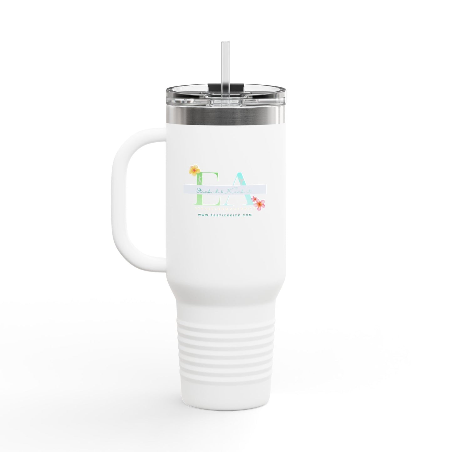 Gymnastics Mom 40oz Insulated Travel Mug — Personalized (Gymnast Name) Tumbler with Straw