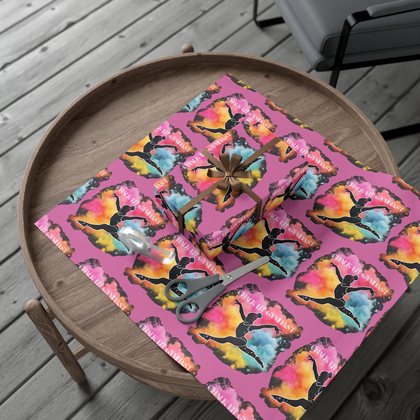 Chalk-Lit Gymnast Gift Wrap Papers