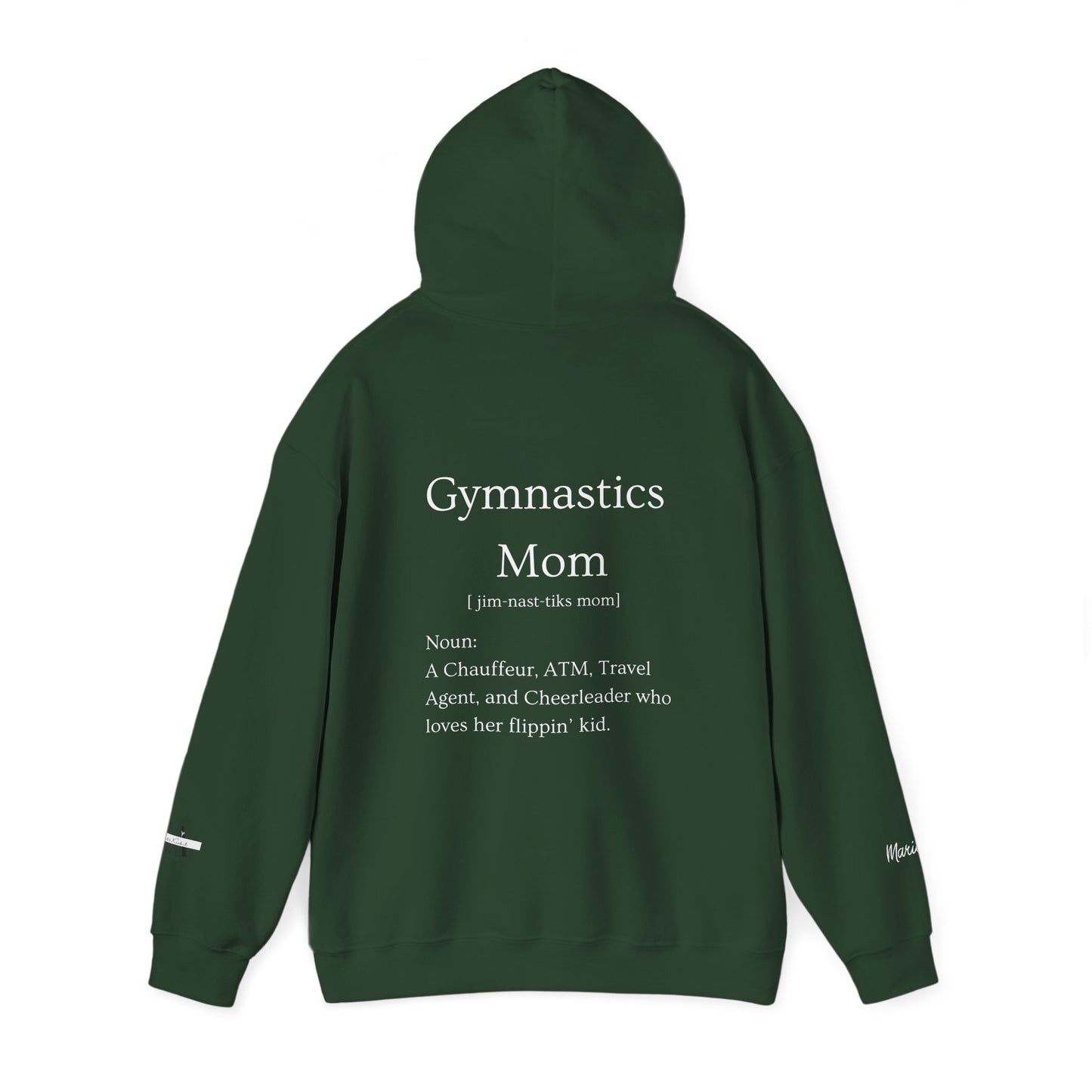 Gymnastics Mom Hoodie (Personalized Name on Sleeve)— Proud Supporter Sweatshirt
