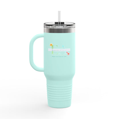Gymnastics Mom 40oz Insulated Travel Mug — Personalized (Gymnast Name) Tumbler with Straw