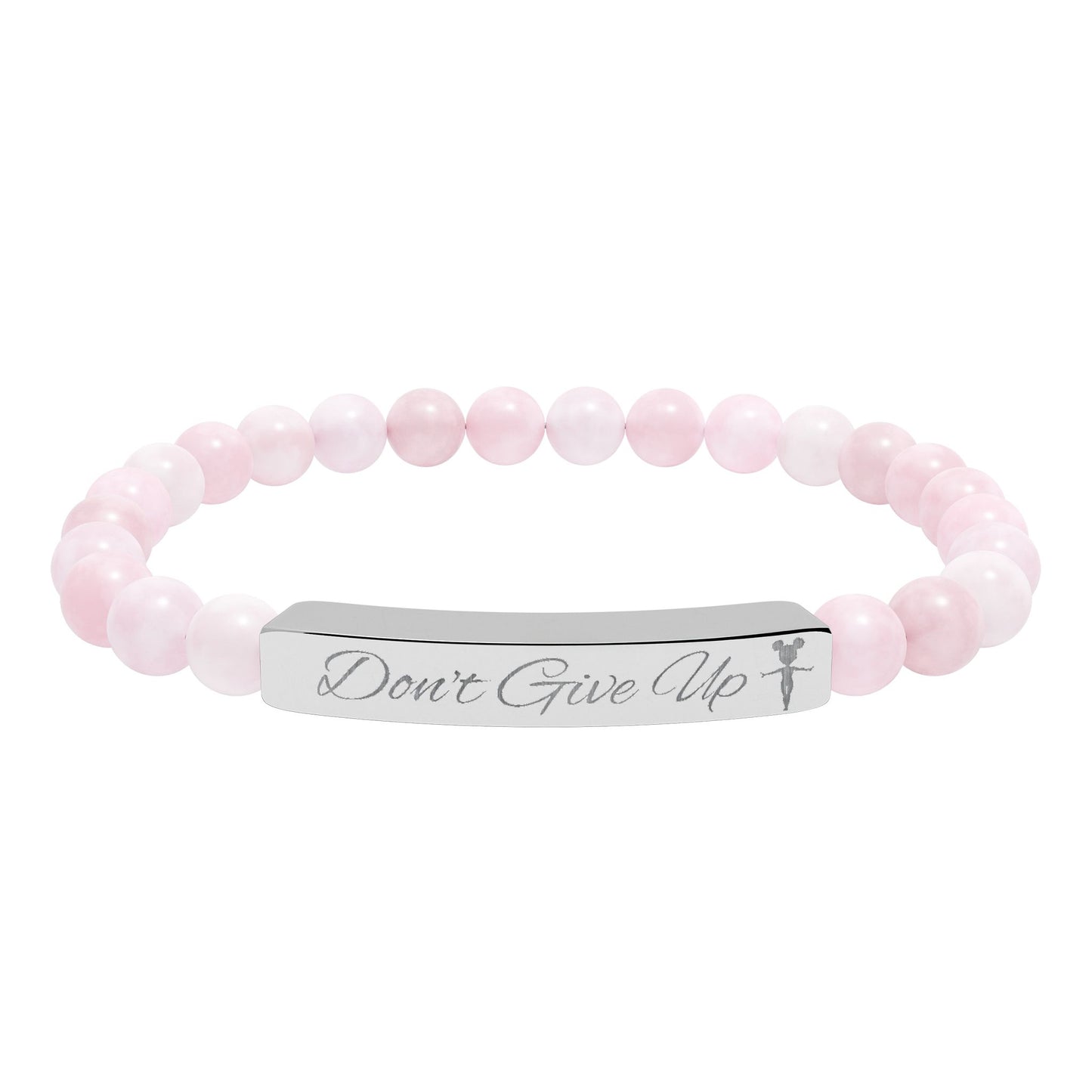 “Don’t Give Up” Gymnast Natural Stone Stretch Bar Bracelet (Engraving)