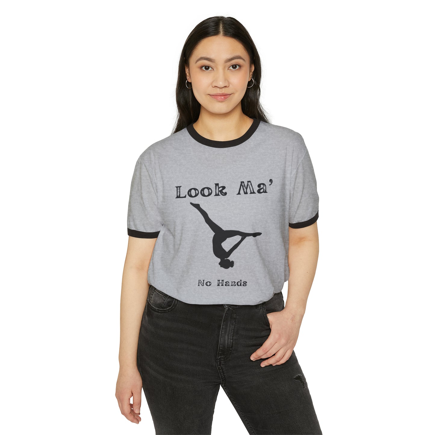 Look Ma Teenager/Adult Unisex Cotton Ringer T-Shirt