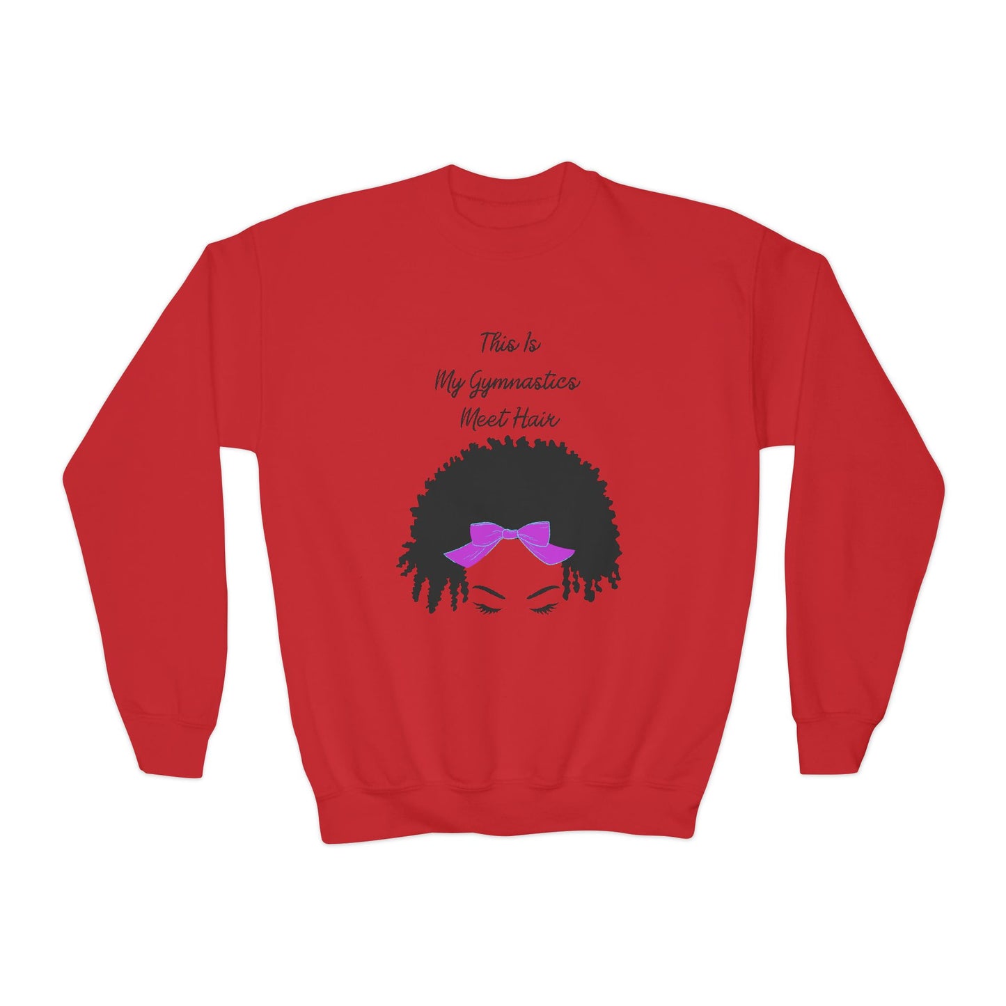 Youth Crewneck Sweatshirt - "This Is My Gymnastics Meet Hair" - Fun & Stylish Gym Gear