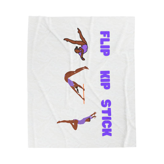 Gymnast Skills (Flip, Kip, Stick) Velveteen Plush Blanket