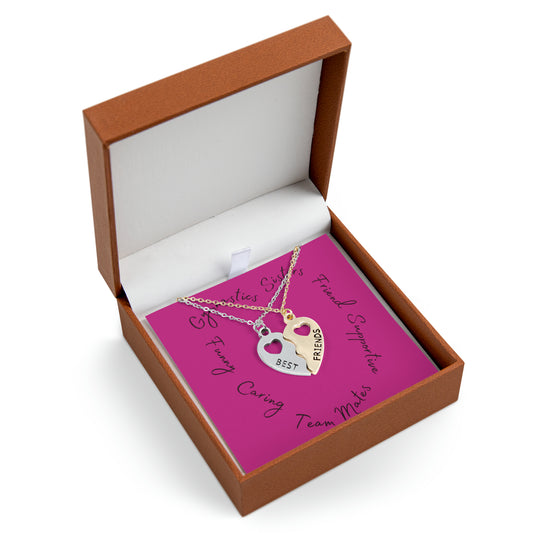 Gym Sisters BFF Half Heart Necklace Set